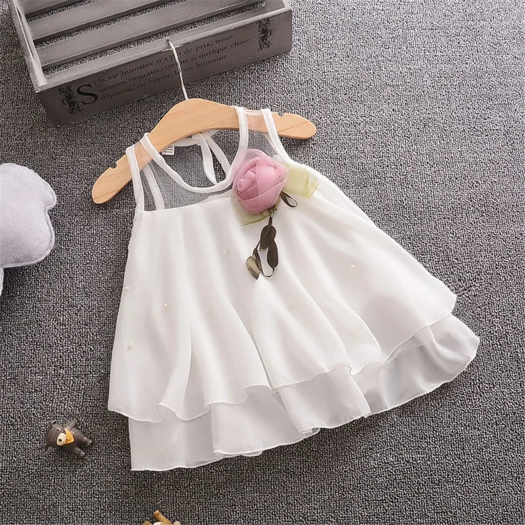 

Toddler Baby Girls Sleeveless Solid Tulle dress Flowers Party Princess Dresses princess dress girls costumes elegant baby dress