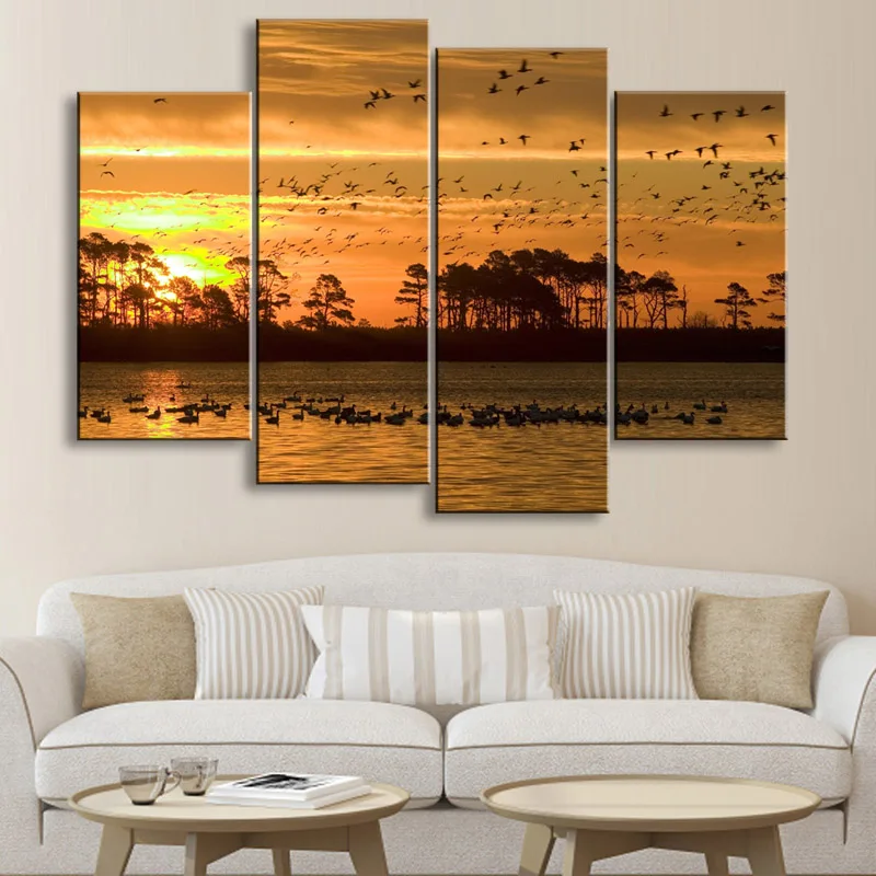 4 pieces high-definition print African landscape canvas oil painting poster and wall art living room picture FZ4-001 (3)