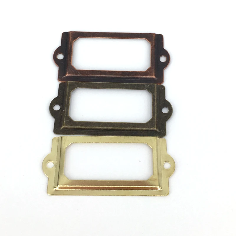 30pcs 70x33mm Antique Brass Box Drawer Label Holders Library