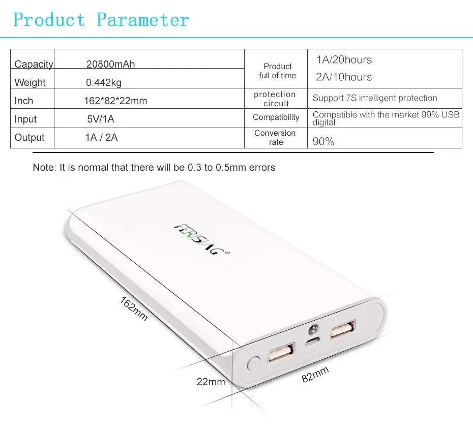 Ёмкость) FERISING Мощность банк Комплекты внешних аккумуляторов Портативный Зарядное устройство 20000 mah Мощность банка для телефонов и планшетов Pover банк PB-102