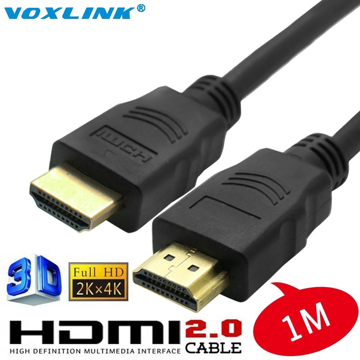 Gold Plated OD5.5MM 3.3FT 1M hdmi to hdmi video audio cable HDMI 2.0
