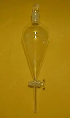 500ml,24/29,Pyriform Separatory Funnel,Straight Drop Tube,Glass Stopcock Stopper