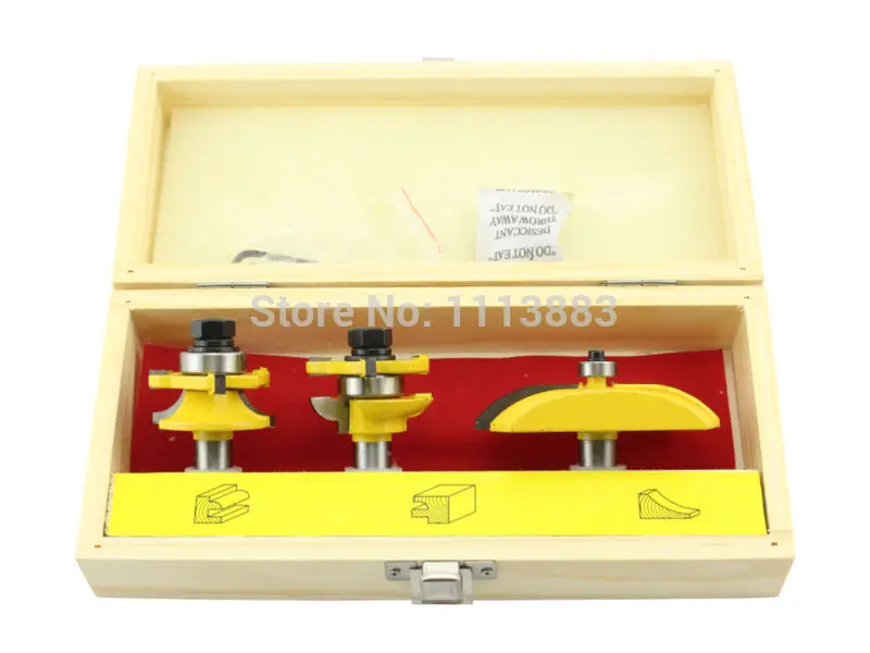 

3PCS Cabinet Door Set Round Style Router Bit set, Stile & Rail Set, Raised Panel Door Woodworking in Wooden Box