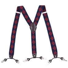 120 см мужские подтяжки 3,5 см широкий женский большой размер подтяжки 3 клип на Y-Back плед Navyblue подтяжки эластичные Мужские аксессуары