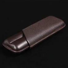 Высокая-конец отлично натуральной кожи Gridding стиль коричневый Портативный портсигар держатель путешествия 2 трубки w/Подарочная коробка