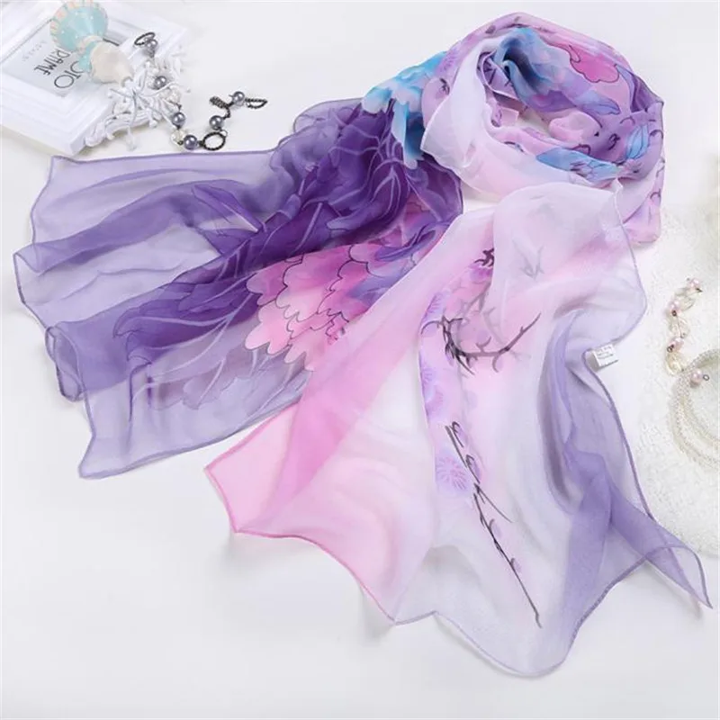 

Women Ladies Chiffon Floral Scarf Soft Wrap Long Shawl