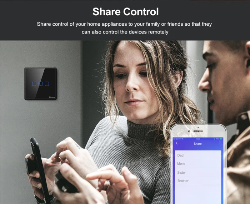 SONOFF T3 EU/US/UK TX умный Wifi настенный сенсорный переключатель черный с рамкой умный дом 1~ 3 банды 433 RF/Voice/APP Управление работает с Alexa