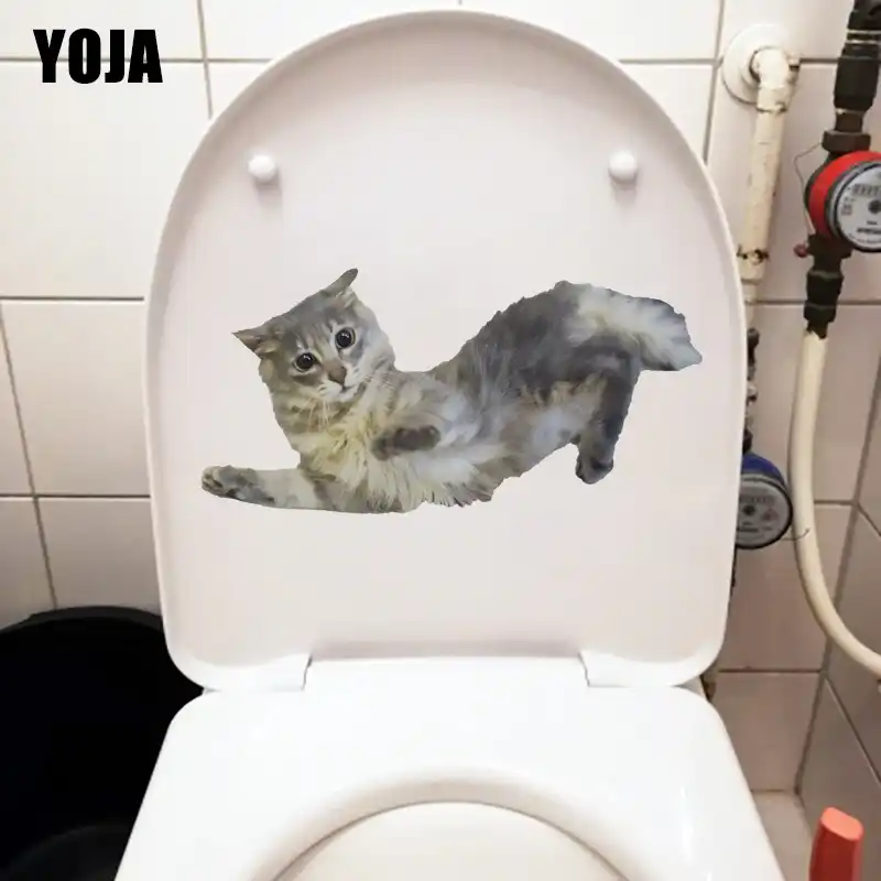 Yoja 22 5x11cm Cute Funny Cat Baby Bedroom Wall Sticker Lovely Animal Bathroom Decor Toilet Seat Decal T1 2351 Aliexpress