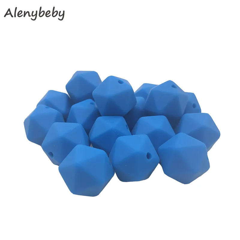 50pc 17mm Silicone Teether Beads Safe Icosahedron Shaped Candy Mix Color Teething Silicone Bead Toy BPA Free DIY Necklace Making - Цвет: Deep sky blue