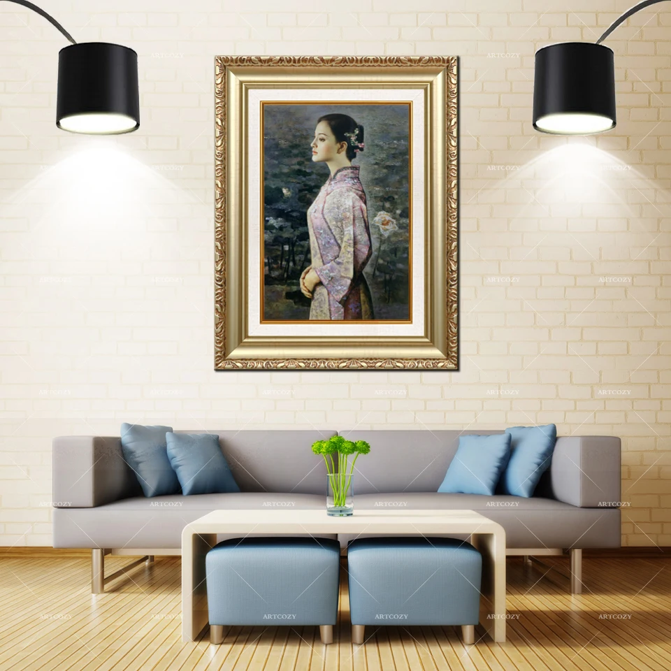 

Artcozy Golden Frame Abstract xie chu yu Oil Drawing Waterproof Canvas Painting