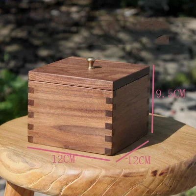 Черный орех твердый мини деревянный ящик для хранения с крышкой - Цвет: 1 piece 12L 12W 9.5H