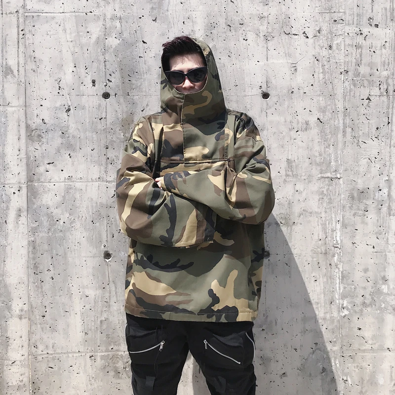 

Men Women Streetwear Hip Hop Camouflage Hooded Jacket Male Loose Pullover Short Coat Couple Clothing