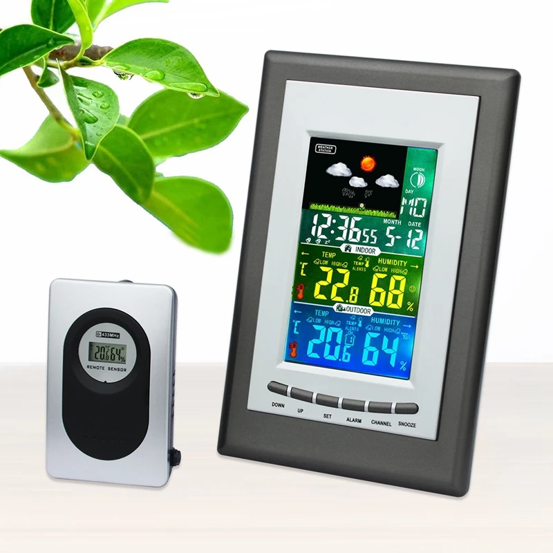 Multifunction Color Weather Station with Indoor and Outdoor Wireless Sensor Barometer Thermometer Hygrometer Weather Forecast