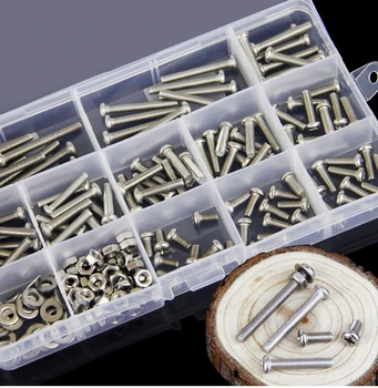 

160pc/lot M5/M6 304 Stainless Steel Phillips Round Screws Bolt Nut Washers Assortment Kit Hardware Fasteners Nut Bolt Sets