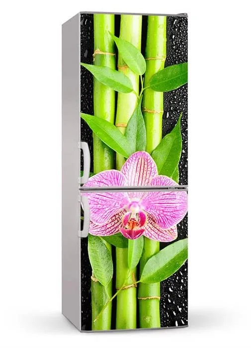 

3D Custom Dishwasher Refrigerator Contact Paper Bamboo Flowers Freezer Decal Panel Cover Wall Sticker Home Decor Gift