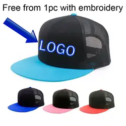 Незаполненных Бейсбол Шапки поддерживает логотип вышивка сетки шляпы конфеты цвет на кнопках сзади Черный Чистая ВС фуражке hat