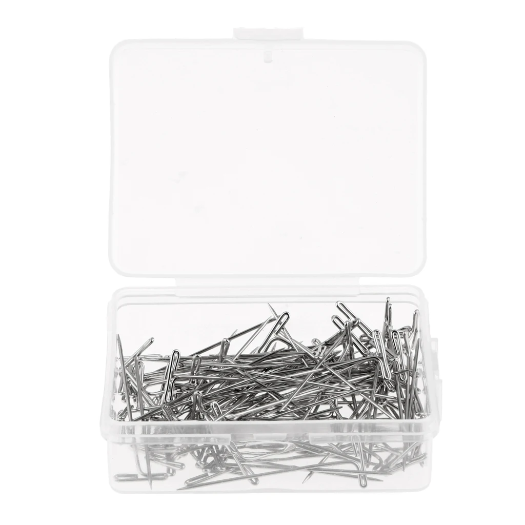 100 Pieces 38mm Length T-pins Style Tools for Fixing Wig/Hair Weft/Hair Extension/Dress Form Silver