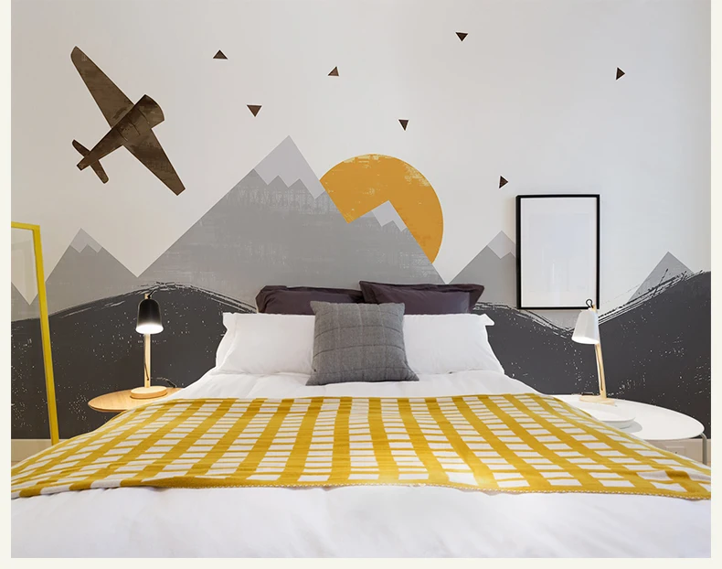 Bacaz Montagne Avion 3d Dessin Anime Papier Peint 3d Mur Photo Peintures Murales Pour Enfant Bebe Chambre Grand Papel Mural 3d Stickers Muraux Aliexpress