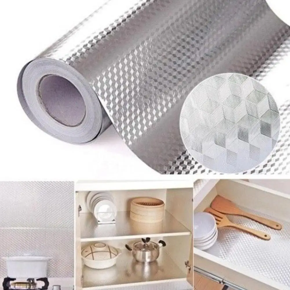 

Durable Self Adhesive Waterproof Oil-proof Aluminum Foil Home Kitchen Hood Stove Temperature Resistant Wall Tile Sticker