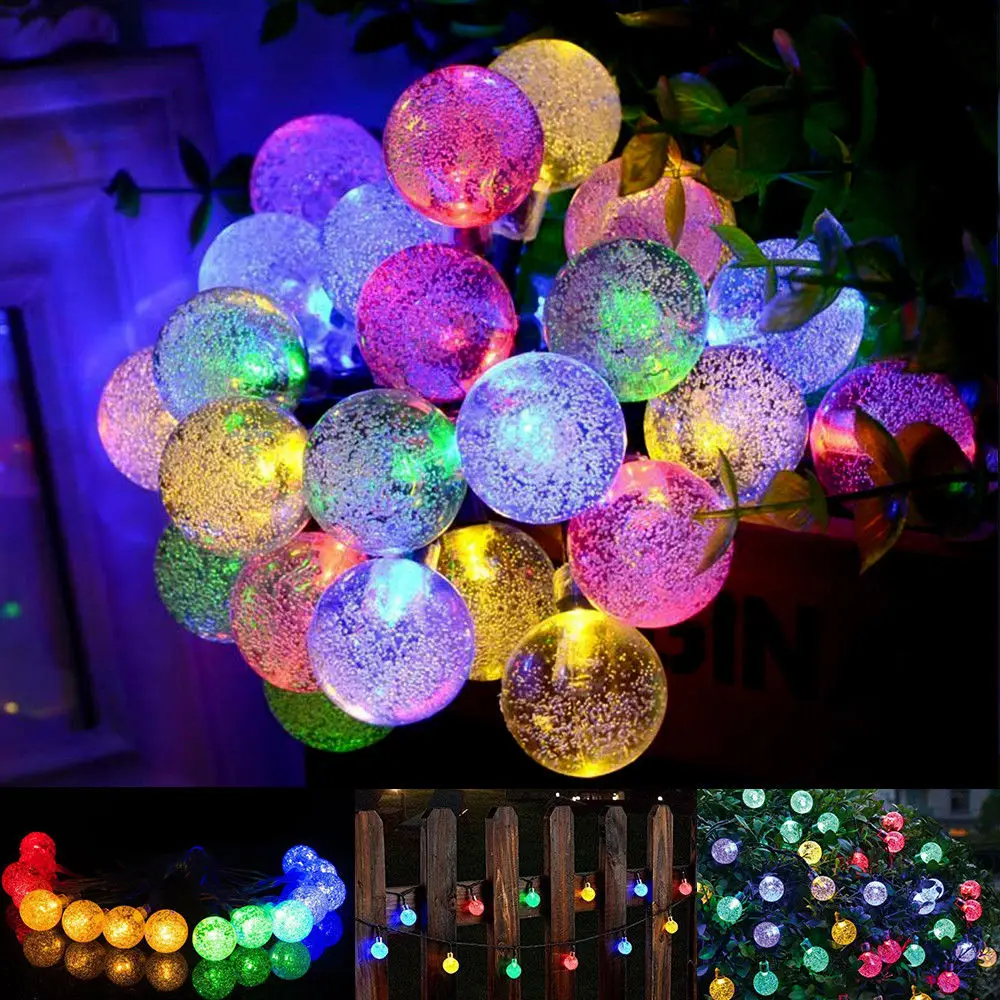 T SUNRISE 20ft 30 LED Ball Solar Powered Fairy Lights for Outdoor