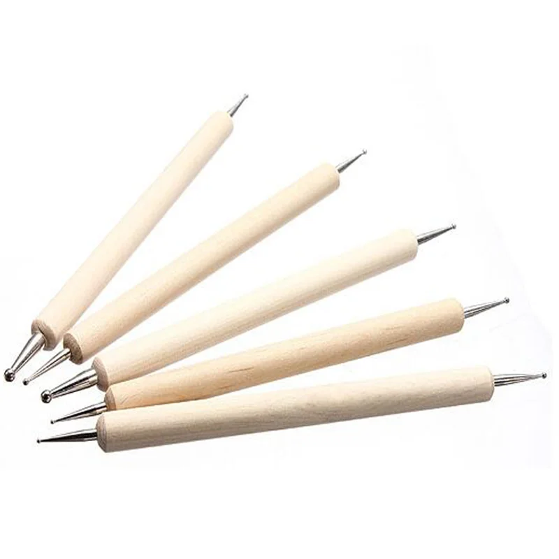 Bittb 5pc Set Wood Handle Nail Diy Rhinestones Dotting Pen Double Bittb 5pc Set Wood Handle Nail Diy Rhinestones Dotting Pen Double Pointed Art Tool Spot Drilling Line Manicure Beauty In Tools From