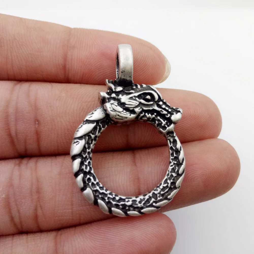 1 шт. deropshipping Новое поступление модные античные посеребренные ouroboros norse dragon кулон колье с кулоном в стиле викингов мужские ювелирные изделия