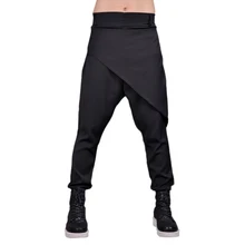 Новая мужская одежда GD стилист волос модные Асимметричные Брюки свободные шаровары брюки плюс размер певица костюмы 27-44