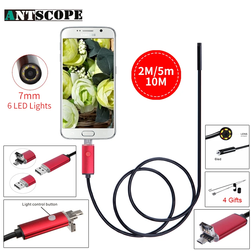 

Endoscope 7MM 2M 5M 10M Endoscope HD USB Android Endoscopio Camera IP67 2IN1 Android Borescope USB Endoskop Inspection Camera