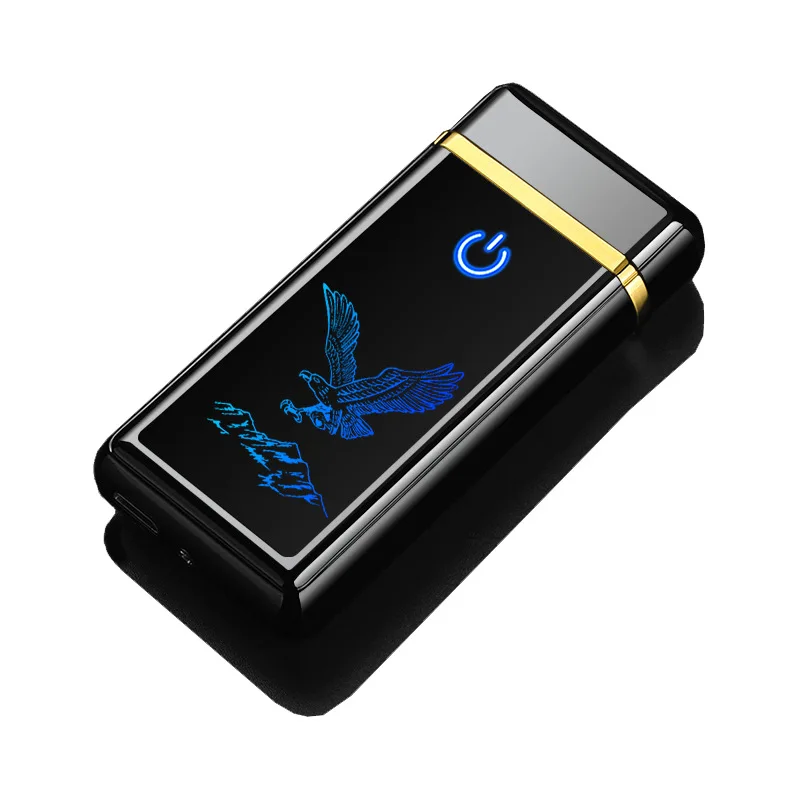 

New metal touch sensing creative double arc electronic lighter screen multi-pattern cute popular USB charging cigarette lighter