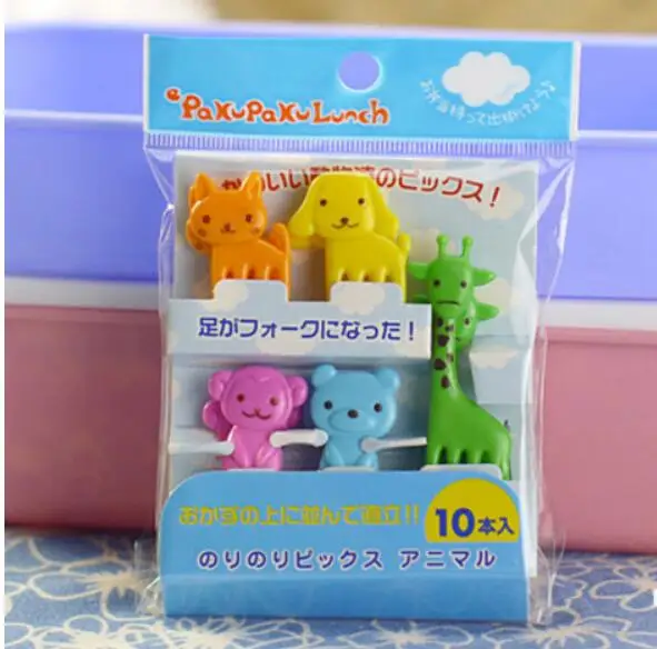 New 10pcs/set Original Easy Cleaned Children Fruit Fork Animal Farm Cartoon Mini Fruit Toothpick Home Decoration Small Ornaments