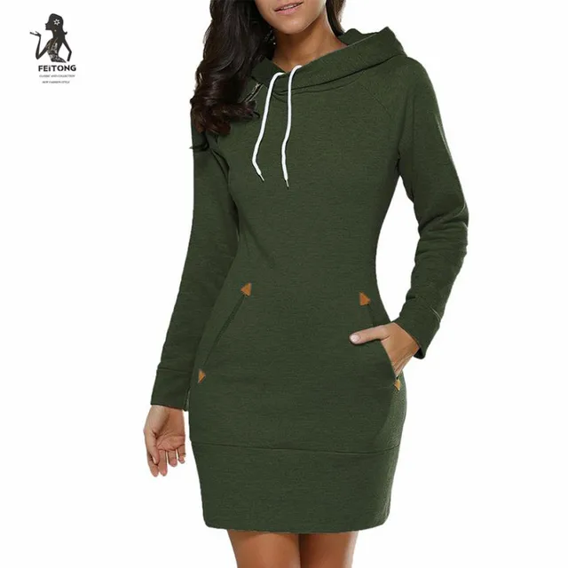 winter dress 2017 casual loose ladies hooded sweatshirt women dress sweatshirt dress plus size