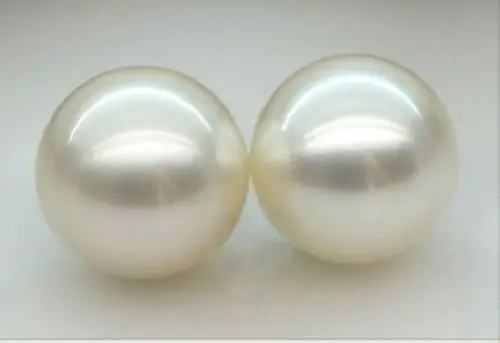 

free shipping charming pair 10-9 mm south sea white loose pearls half drilled