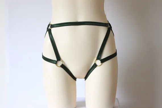 Лес Зеленый Жгут Трусики Body Cage Elasti Бурлеск Костюм экзотические Танцевальная