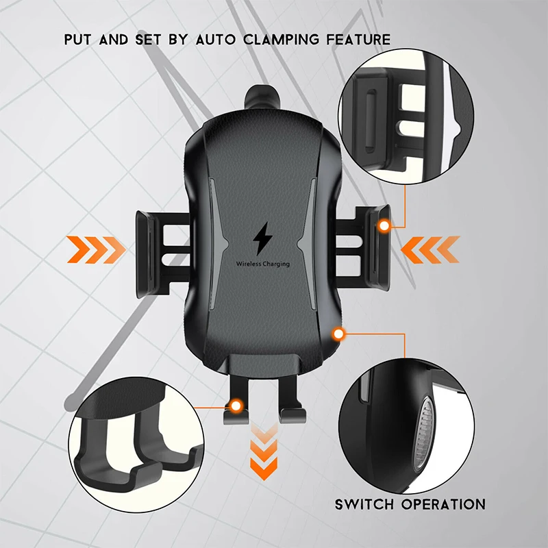 10 Вт Qi автомобильное беспроводное зарядное устройство Быстрая зарядка инфракрасное зондирование Авто зажимной держатель телефона вентиляционное отверстие для iPhone samsung