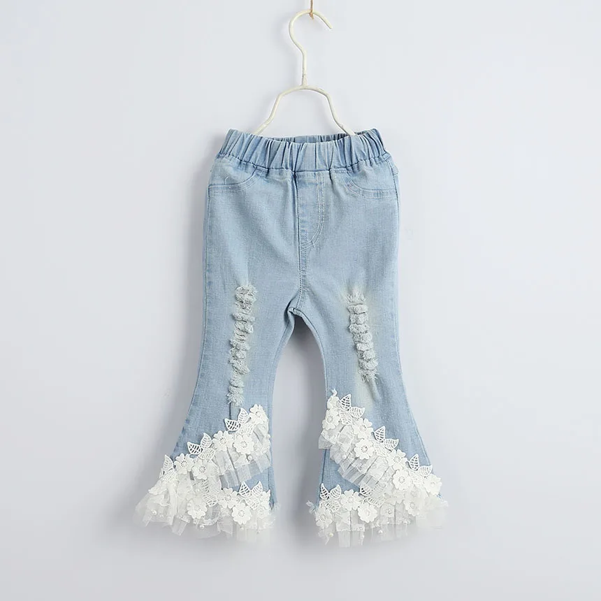 Toddler Girl Fashion Ripped Bell Bottom Jeans Wholesale Kids Spring