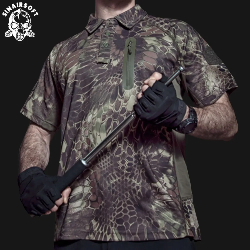 

Men Short Sleeve Fast Dry Pullover Polo T Shirt Tops Outdoor Tactical Camping Climbing Breathable Camouflage T-Shirt Undershirt