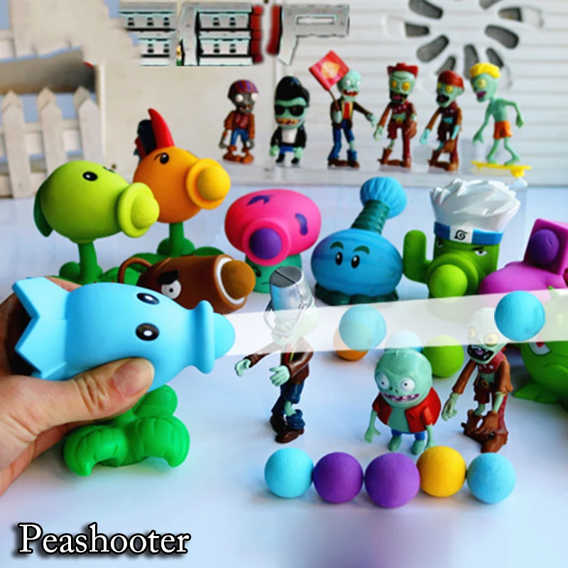 2016 Creative Shooting Gun PVZ Plants vs Zombies Peashooter Doll PVC