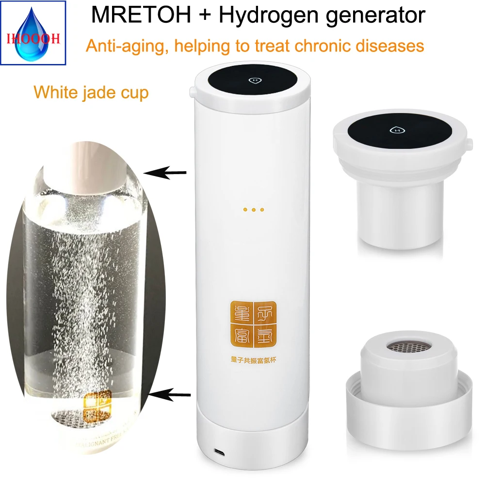

MRETOH Hydrogen Rich Water Anti-Aging Generator USB Rechargeable Improve sleep White jade cup bottle factory Outlet