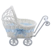 Плетеная корзина для детской коляски, ваза для цветов, органайзер для хранения, для детского душа, вечерние, подарки, голубой цвет
