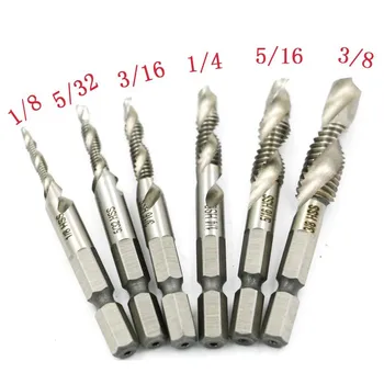 

High-speed steel Multi-function composite tap screw machine Open hole tapping chamfering one wire tapping Wire tap 6 piece set