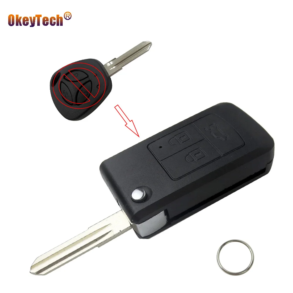 

OkeyTech 3 Button Modified Flip Folding Switchblade Blank Auto Remote Car Key Replacement Cover Case Fob Shell For Lada Priora