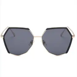 Новые модные женские туфли солнцезащитные очки диких ретро очки металлический полигон нестандартная оправа дизайн UV400 Бесплатная