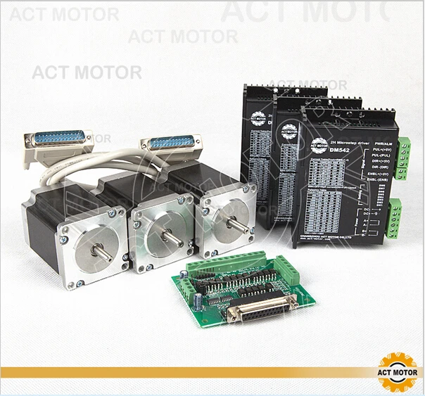 

DE Free shipping ! ACT 3PCS Nema23 Stepper Motor 23HS8630 Single Shaft 6Lead 270oz 76mm 3A+3PCS Driver DM542 4.2A 50V CNC