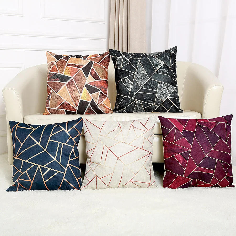 Green Pink Geometric Cotton Linen Cushion Cover Home Decor Throw Pillow Case Green Pink Geometric Cotton Linen Cushion Cover Home Decor Throw Pillow Case