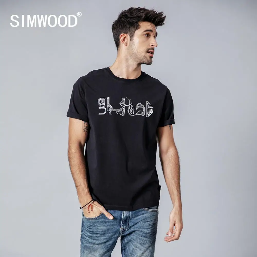 

SIMWOOD 2019 summer t shirt men subway map print fashion tshirt casual short sleeve 100% cotton plus size tops 190162