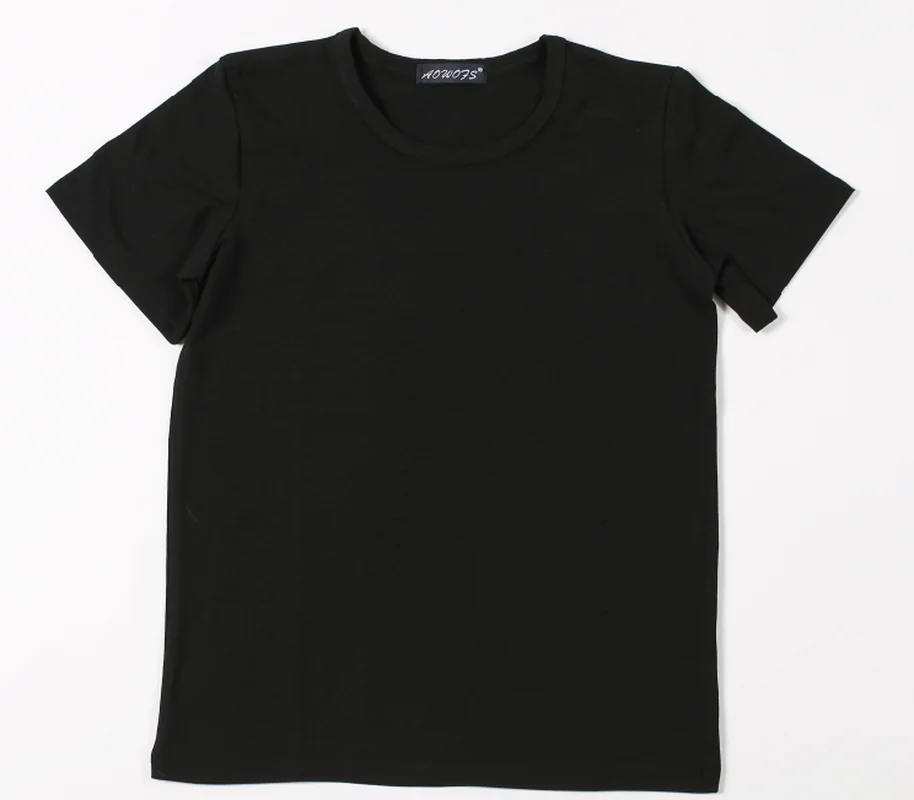 

AOWOFS Brand Personality Diy Children Children's Short-sleeved T-shirt Round Neck Pure Cotton Color Bottom Children's T-shirt