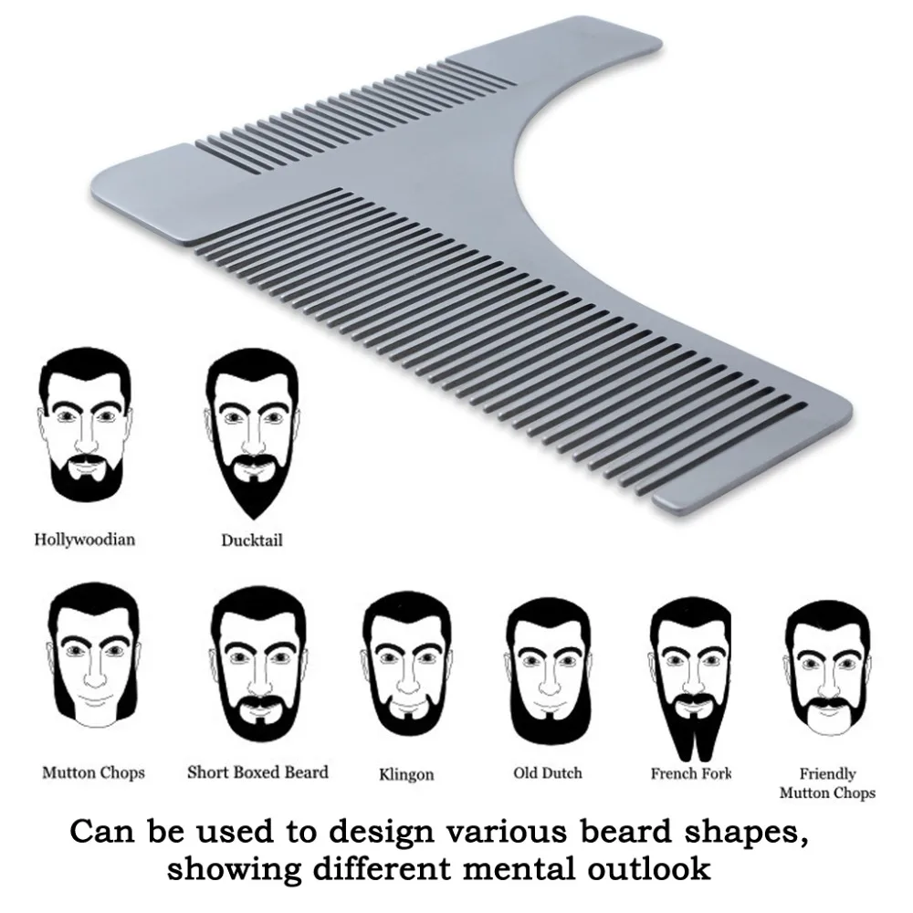 Stainless Steel Beard Comb Styling Tool Shaving Handmade Cut Hair Molding Trim Template (3)