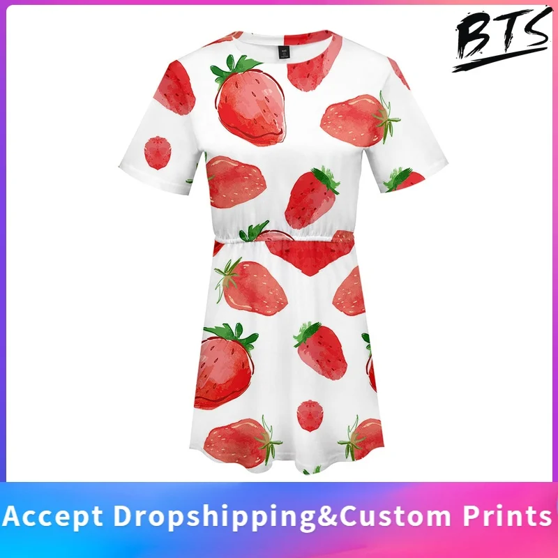 Платье с фруктовым 3D принтом для женщин модное милое летнее платье с коротким рукавом 2019 Новое поступление повседневная Уличная одежда