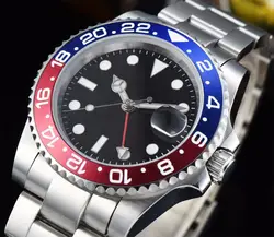 Corgeut автоматические часы мм 40 мм GMT синий/красный ободок стерильный циферблат сапфировое стекло часы из нержавеющей стали браслет движение