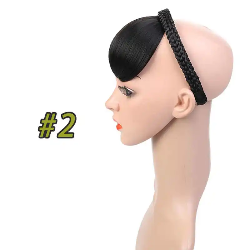 Cateleya Synthetic Braid Headband Blunt Bang Hair Extension Clip In Bangs Heat Resistant Women Hair Natural Fake Hair